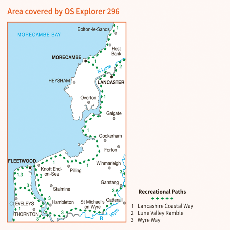 OS Explorer Map 296 - Lancaster Morecambe And Fleetwood-2